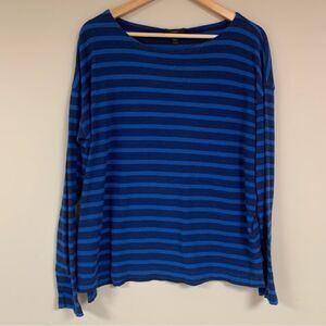 J. Crew Preppy Striped Women’s Large Nautical Long Sleeve Blouse Tee Shirt Top